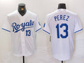 Kansas City Royals #13 Salvador Perez Number White Cool Base Stitched Baseball Jerseys
