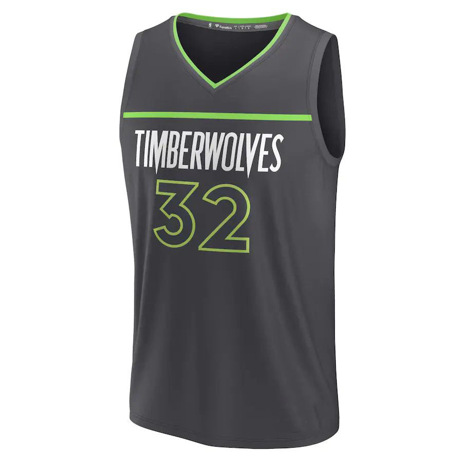 M.Timberwolves #32 Karl-Anthony Towns Supporters Branded 2022-23 Fast Break Replica Jersey  Anthracite Statement Edition Stitched American Basketball Jersey