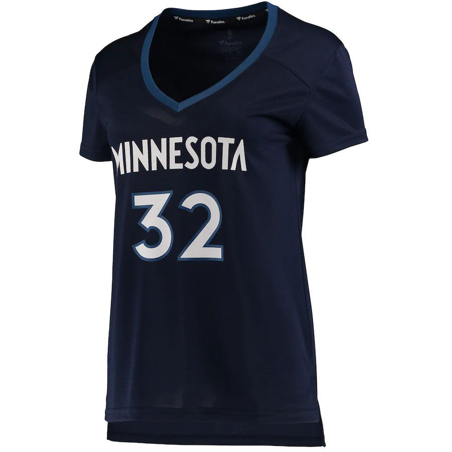 M.Timberwolves #32 Karl-Anthony Towns Supporters Branded Women's Fast Break Replica Jersey Navy Stitched American Basketball Jersey