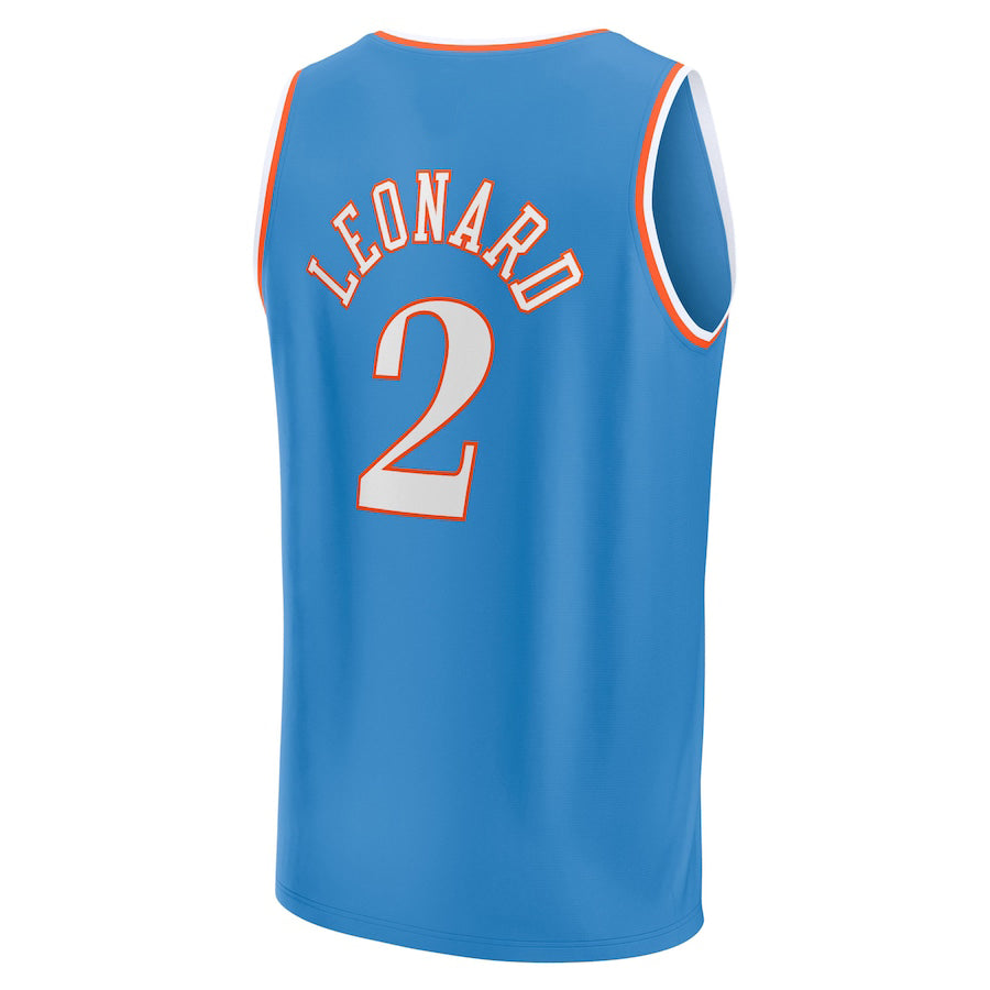LA.Clippers #2 Kawhi Leonard Supporters Branded 2021-22 Fast Break Replica Jersey City Edition Light Blue Stitched American Basketball Jersey