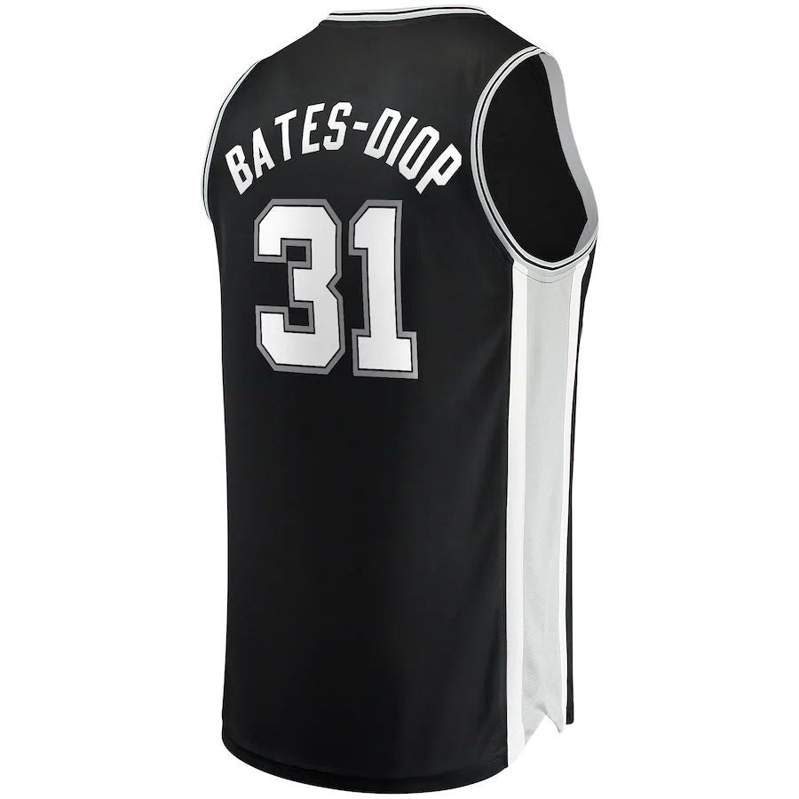 S.Antonio Spurs #31 Keita Bates-Diop Supporters Branded 2021-22 Fast Break Replica Jersey Icon Edition Black Stitched American Basketball Jersey