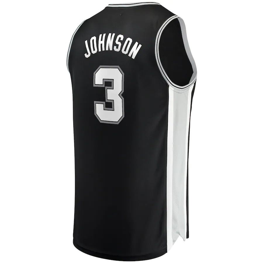 S.Antonio Spurs #3 Keldon Johnson Supporters Branded Fast Break Replica Jersey Icon Edition Black Stitched American Basketball Jersey