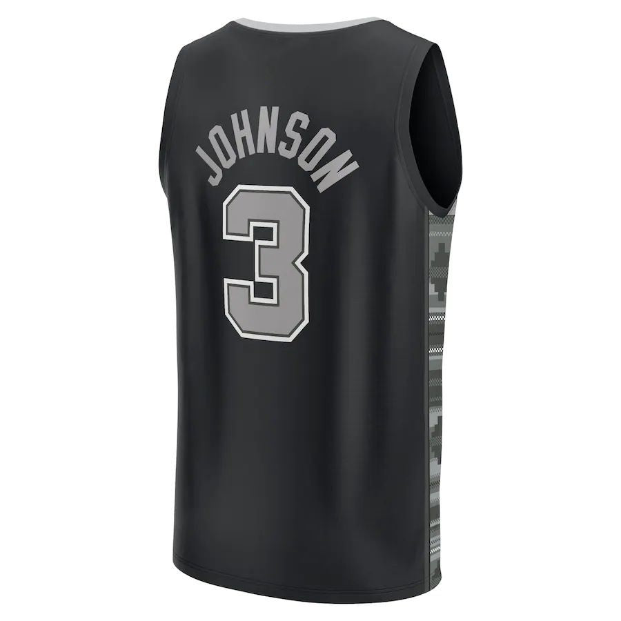 S.Antonio Spurs #3 Keldon Johnson Supporters Branded  Fast Break Replica Player Jersey Statement Edition Black Stitched American Basketball Jersey