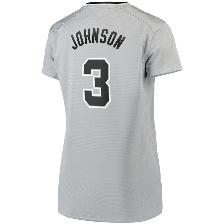 S.Antonio Spurs #3 Keldon Johnson Supporters Branded Women's Fast Break Replica Jersey Silver Statement Edition Stitched American Basketball Jersey