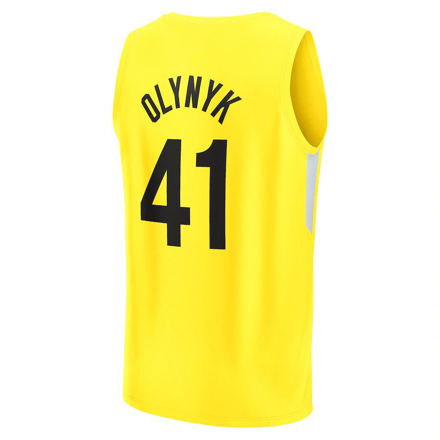 U.Jazz #41 Kelly Olynyk Supporters Branded 2022-23 Fast Break Replica Player Jersey Icon Edition Yellow Stitched American Basketball Jersey