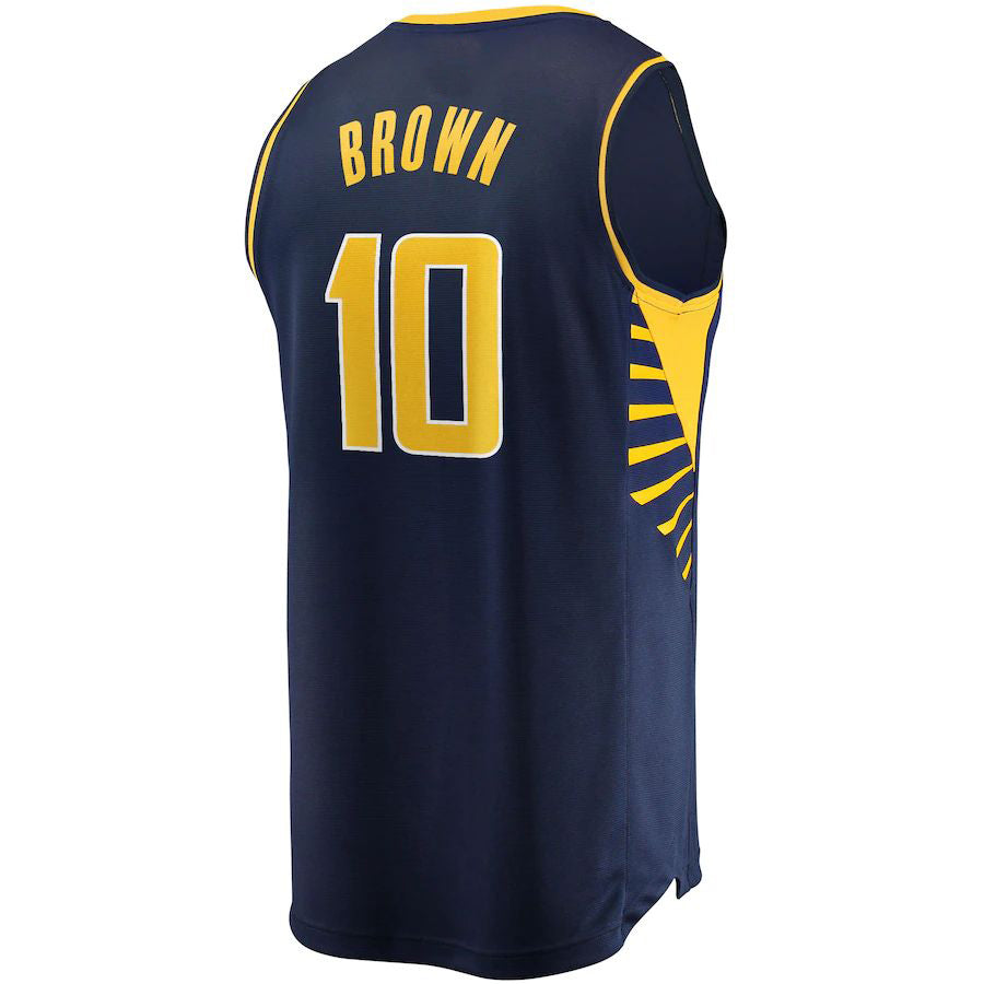IN.Pacers #10 Kendall Brown Supporters Branded 2021-22 Fast Break Replica Jersey Icon Edition Navy Stitched American Basketball Jersey