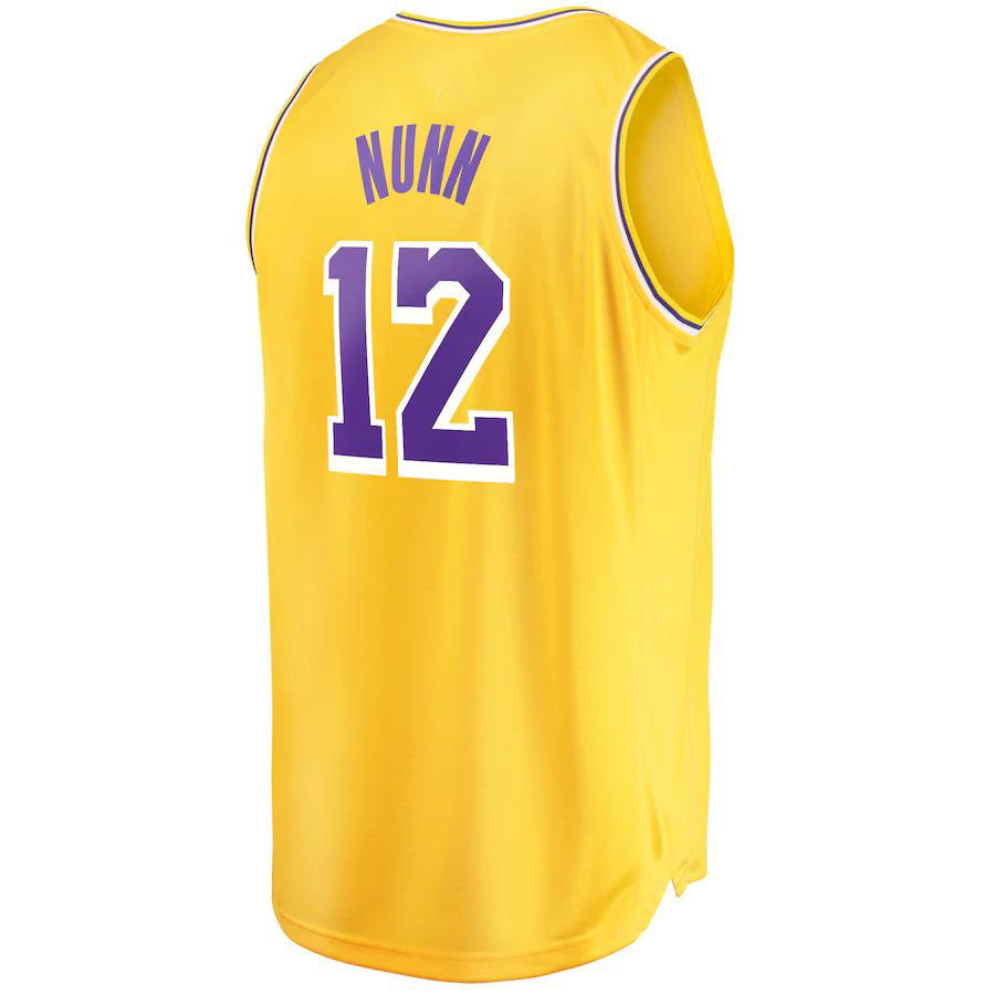 LA.Lakers #12 Kendrick Nunn Supporters Branded 2021-22 Fast Break Replica Jersey Icon Edition Gold Stitched American Basketball Jersey
