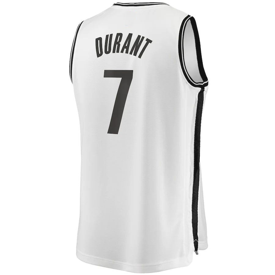 B.Nets #7 Kevin Durant Supporters Branded 2019 Fast Break Player Movement Jersey Association Edition White Stitched American Basketball Jersey