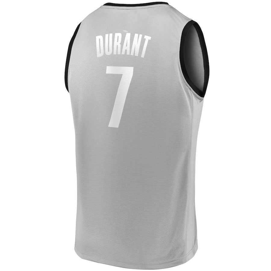 B.Nets #7 Kevin Durant Supporters Branded 2019 Fast Break Player Movement Jersey Statement Edition Charcoal Stitched American Basketball Jersey