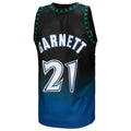 M.Timberwolves #21 Kevin Garnett Mitchell & Ness 1997-98 Hardwood Classics Fadeaway Swingman Player Jersey BlueBlack Stitched American Basketball Jersey