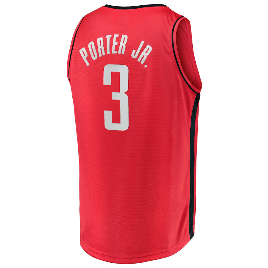 H.Rockets #3 Kevin Porter Jr. Supporters Branded 2021-22 Fast Break Replica Jersey Icon Edition Red Stitched American Basketball Jersey