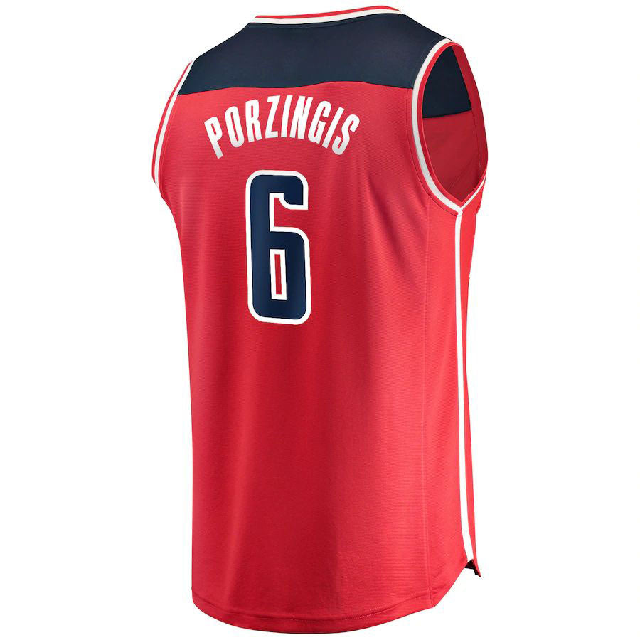 W.Wizards #6 Kristaps Porzingis Supporters Branded Fast Break Replica Jersey Red Icon Edition Stitched American Basketball Jersey
