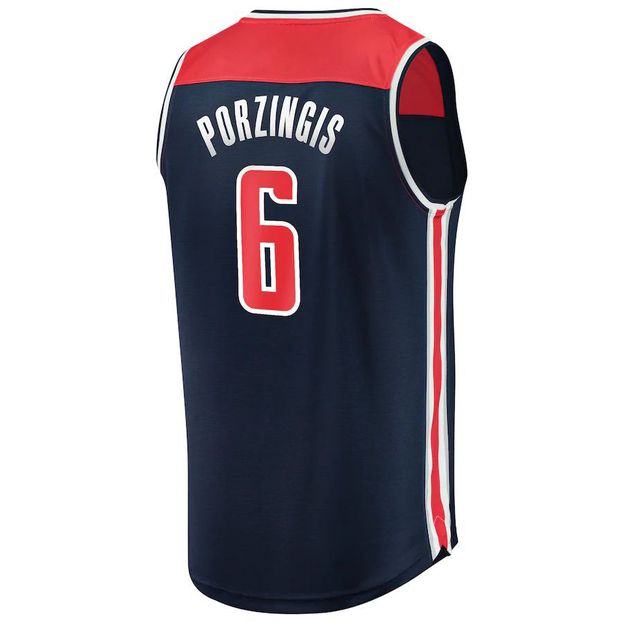 W.Wizards #6 Kristaps Porzingis Supporters Branded Fast Break Replica Jersey Navy Statement Edition Stitched American Basketball Jersey