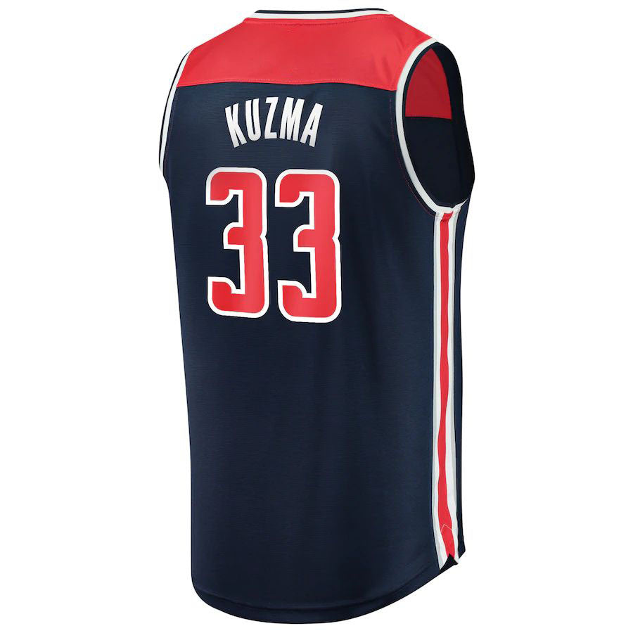 W.Wizards #33 Kyle Kuzma Supporters Branded  Fast Break Replica Jersey Navy Statement Edition Stitched American Basketball Jersey