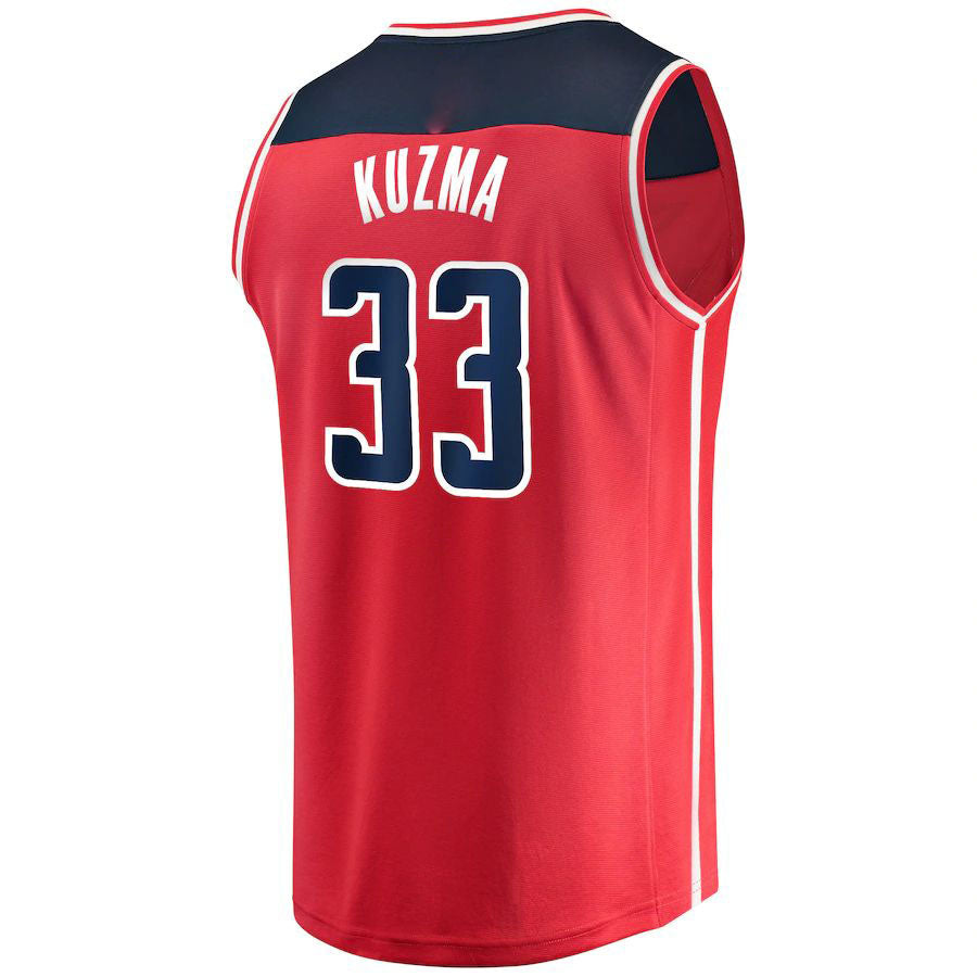 W.Wizards #33 Kyle Kuzma Supporters Branded Fast Break Replica Jersey Icon Edition Red Stitched American Basketball Jersey