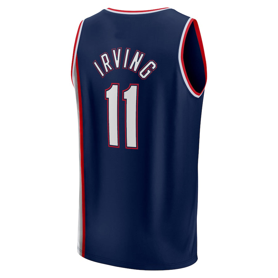 B.Nets #11 Kyrie Irving Supporters Branded 2021-22 Fast Break Replica Jersey  City Edition Navy Stitched American Basketball Jersey
