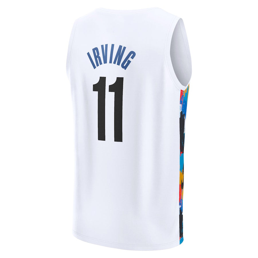 B.Nets #11 Kyrie Irving Supporters Branded 2022-23 Fastbreak Jersey City Edition White Stitched American Basketball Jersey