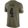 LV.Raiders #4 Derek Carr Olive 2022 Salute To Service Limited Jersey Stitched American Football Jerseys