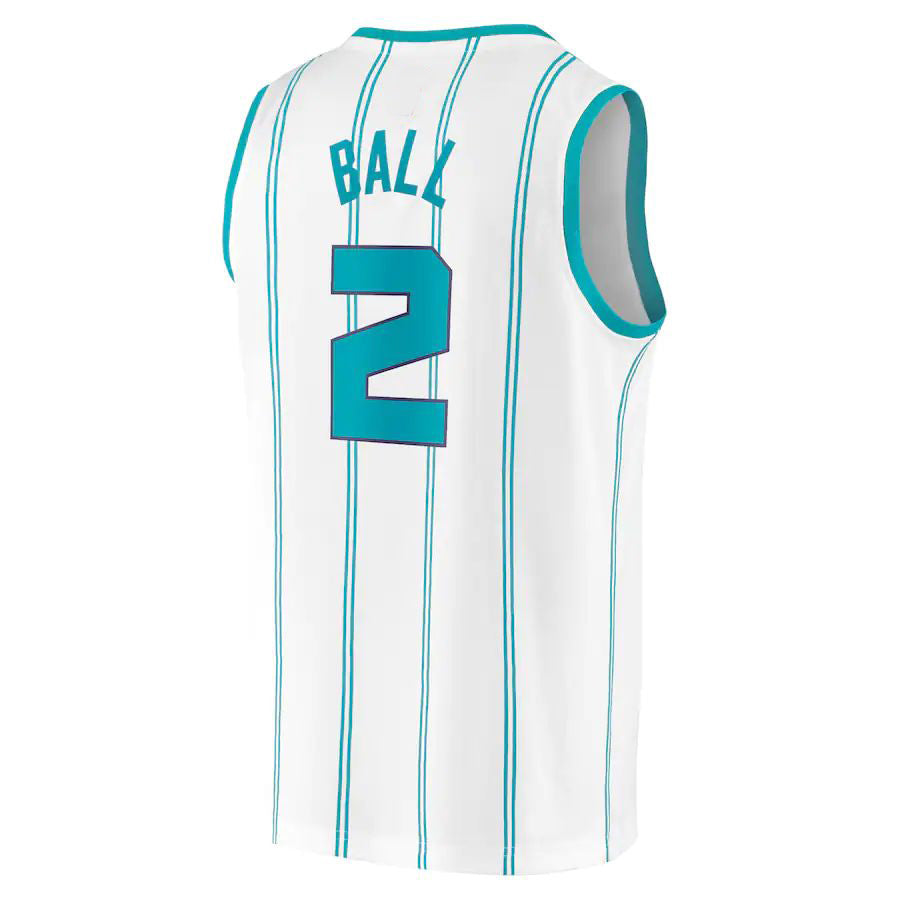 C.Hornets #2 LaMelo Ball Supporters Branded 2020-21 Fast Break Replica Player Jersey Association Edition White Stitched American Basketball Jersey