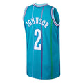 C.Hornets #2 Larry Johnson Mitchell & Ness 1992-93 Hardwood Classics Swingman JerseyTeal Stitched American Basketball Jersey