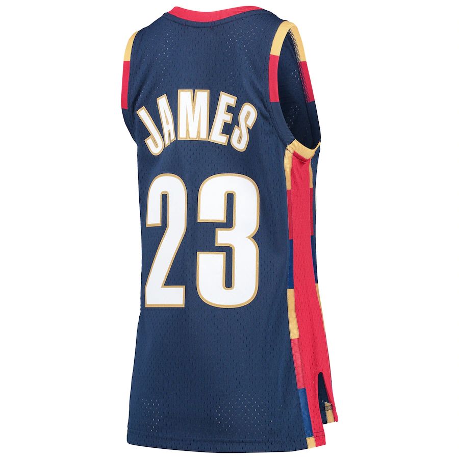 C.Cavaliers #23 LeBron James Mitchell & Ness Hardwood Classics Swingman Jersey Navy Stitched American Basketball Jersey
