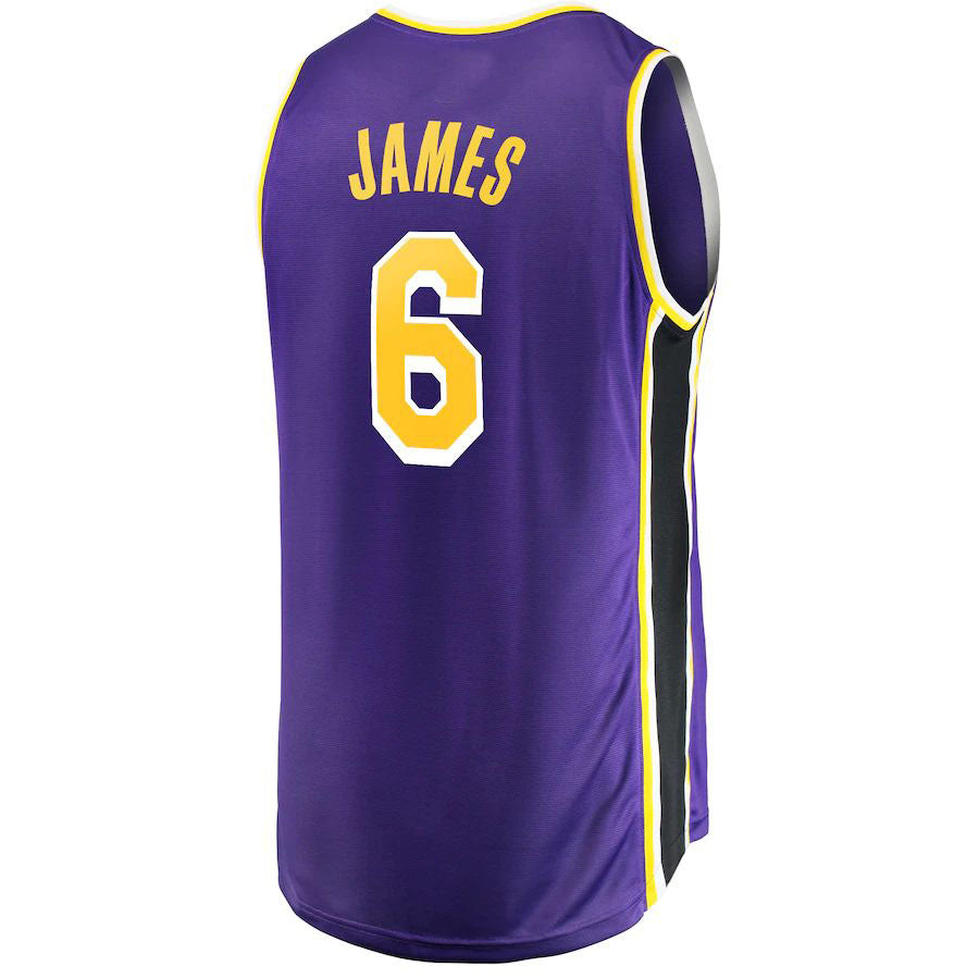 LA.Lakers #6 LeBron James  Supporters Branded 2021-22 Fast Break Replica Player Jersey Purple Statement Edition Stitched American Basketball Jersey