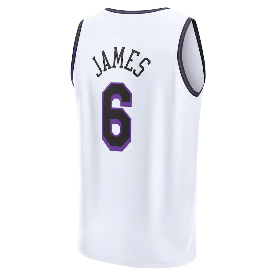 LA.Lakers #6 LeBron James Supporters Branded 2022-23 Fastbreak Jersey City Edition White Stitched American Basketball Jersey