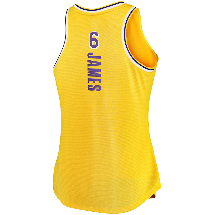 LA.Lakers #6 LeBron James Supporters Branded Women's 2021-22 Fast Break Tank Jersey Icon Edition Gold Stitched American Basketball Jersey