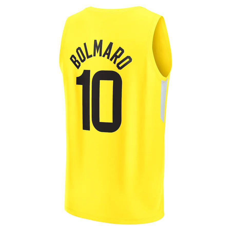 U.Jazz #10 Leandro Bolmaro Supporters Branded Fast Break Replica Jersey Icon Edition Yellow Stitched American Basketball Jersey