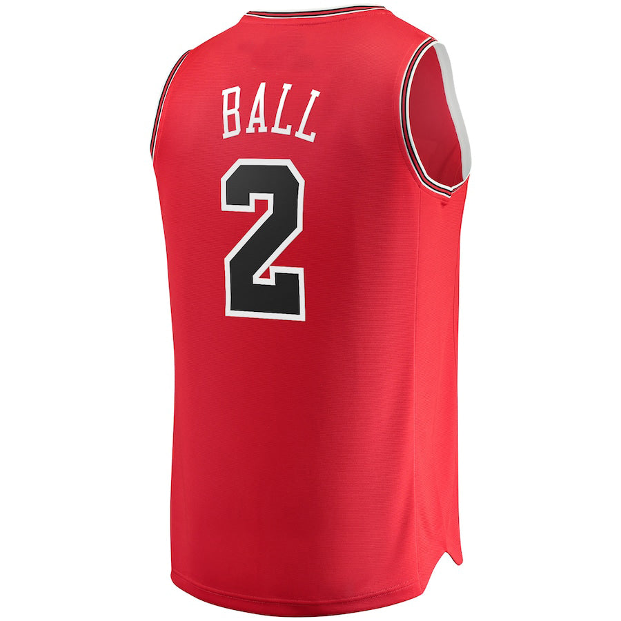 C.Bulls #2 Lonzo Ball Supporters Branded 2021-22 Fast Break Road Replica Jersey Red Stitched American Basketball Jersey