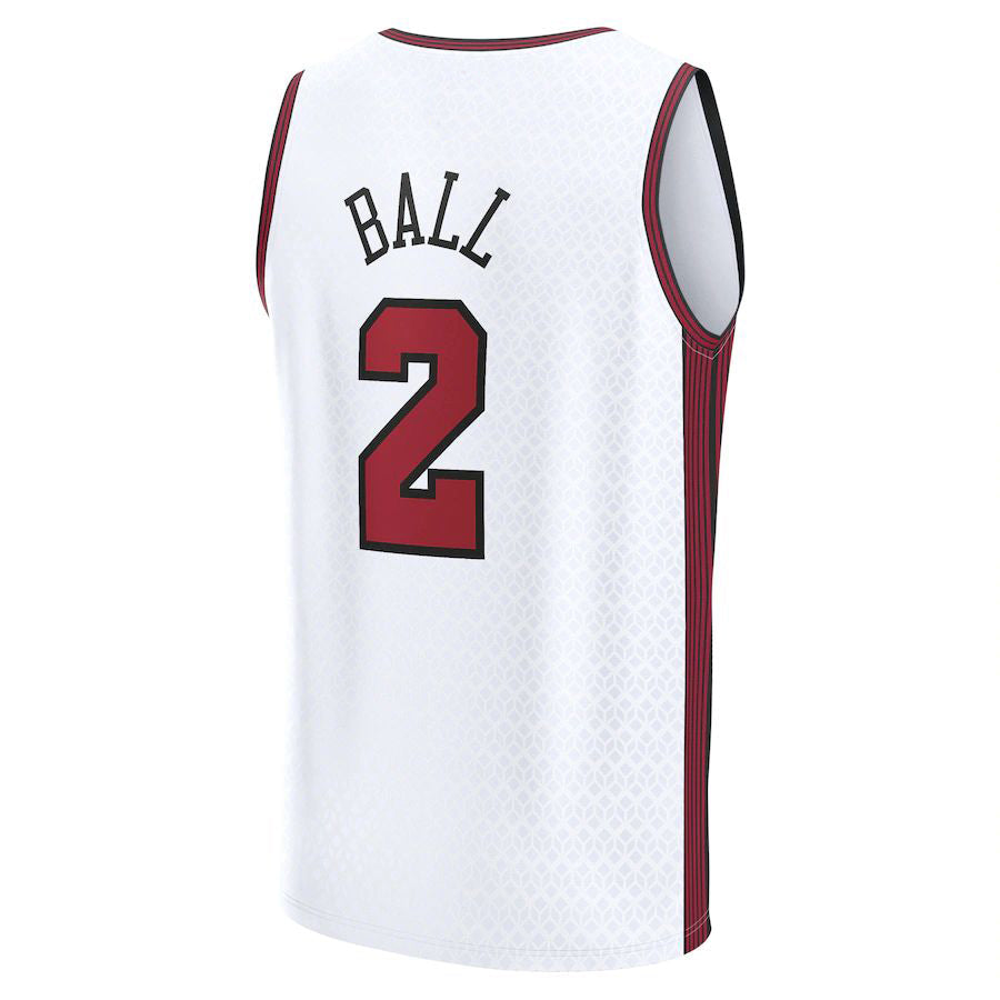 C.Bulls #2 Lonzo Ball Supporters Branded 2022-23 Fastbreak Jersey City Edition White Stitched American Basketball Jersey