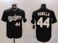 Los Angeles Dodgers #44 Vicente Padilla Number Black Cool Base Stitched Baseball Jersey