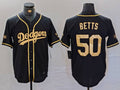 Los Angeles Dodgers #50 Mookie Betts Black Gold World Series Champions Cool Base Stitched Baseball Jerseys