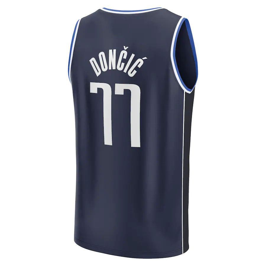 D.Mavericks #77 Luka Doncic Supporters Branded 2022-23 Fast Break Player Jersey Statement Edition  Navy Stitched American Basketball Jersey