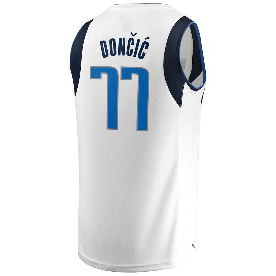 D.Mavericks #77 Luka Doncic Supporters Branded Fast Break Replica Jersey White Association Edition Stitched American Basketball Jersey