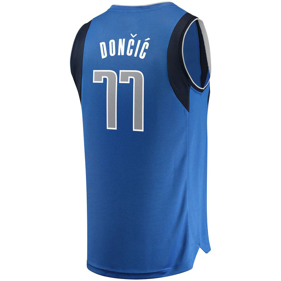 D.Mavericks #77 Luka Doncic Supporters Branded Fast Break Replica Jersey Blue Icon Edition Stitched American Basketball Jersey