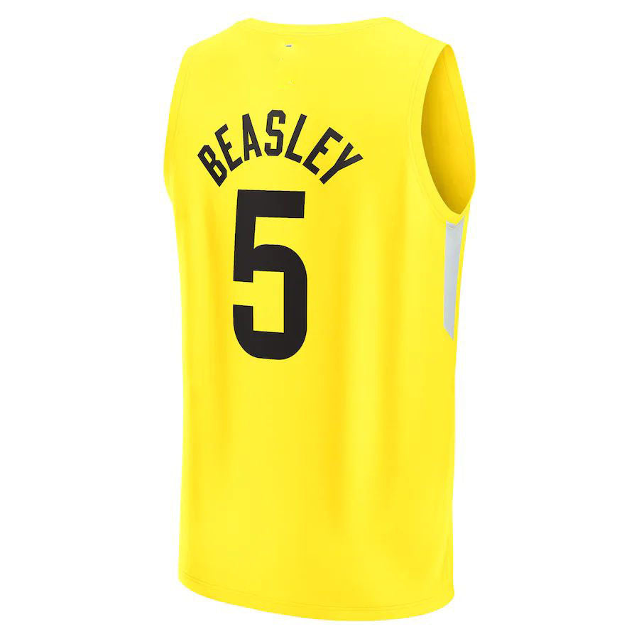 U.Jazz #5 Malik Beasley Supporters Branded Fast Break Replica Jersey  Icon Edition Yellow Stitched American Basketball Jersey
