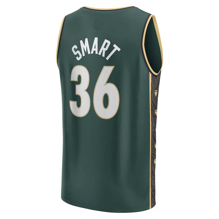B.Celtics #36 Marcus Smart Supporters Branded 2022-23 Fastbreak Jersey City Edition Kelly Green Stitched American Basketball Jersey