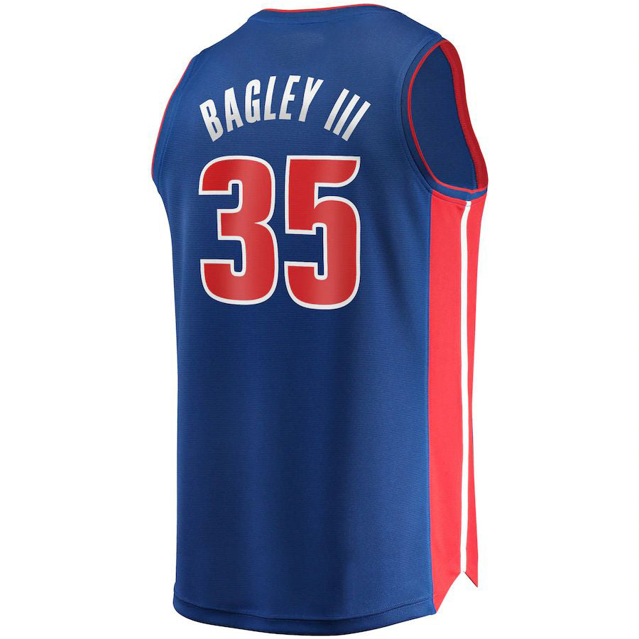 D.Pistons #35 Marvin Bagley III Supporters Branded 2021-22 Fast Break Replica Jersey Icon Edition Blue Stitched American Basketball Jersey