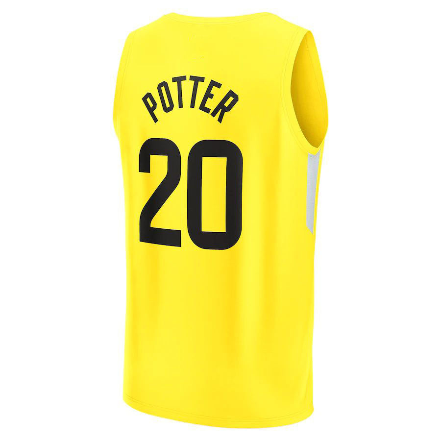 U.Jazz #20 Micah Potter Supporters Branded 2022-23 Fast Break Replica Player Jersey Icon Edition Yellow Stitched American Basketball Jersey