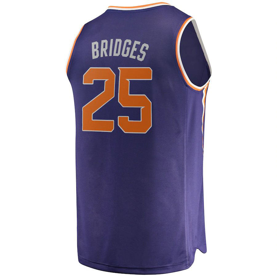 P.Suns #25 Mikal Bridges Supporters Branded Fast Break Replica Jersey  Icon Edition Purple Stitched American Basketball Jersey