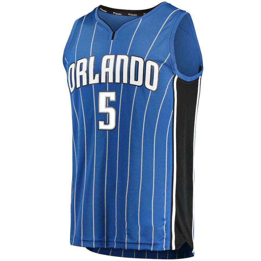 O.Magic #5 Mohamed Bamba Supporters Branded  Fast Break Replica Jersey Blue Icon Edition Stitched American Basketball Jersey