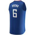 LA.Clippers #6 Moses Brown Supporters Branded 2022-23 Fast Break Replica Player Jersey Icon Edition Royal Stitched American Basketball Jersey