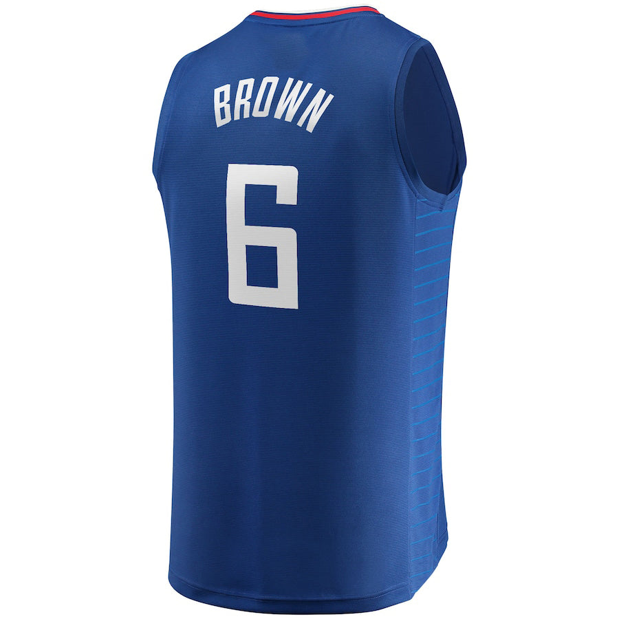 LA.Clippers #6 Moses Brown Supporters Branded 2022-23 Fast Break Replica Player Jersey Icon Edition Royal Stitched American Basketball Jersey