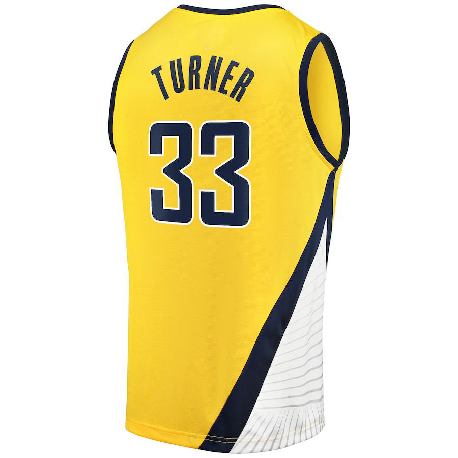 IN.Pacers #33 Myles Turner Supporters Branded Fast Break Replica Jersey Statement Edition Gold Stitched American Basketball Jersey