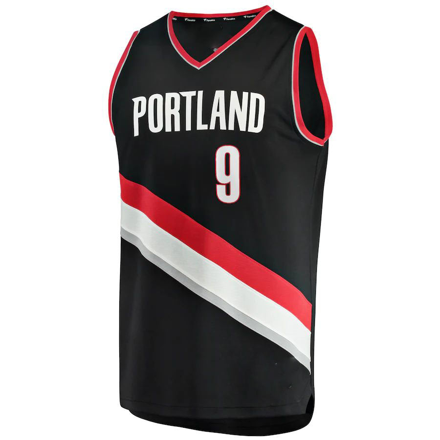 P.Trail Blazers #9 Nassir Little Supporters Branded Fast Break Player Jersey Icon Edition Black Stitched American Basketball Jersey