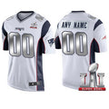 Custom NE.Patriots White Steel Silver 2017 Super Bowl LI Custom Limited Jersey Stitched American Football Jerseys