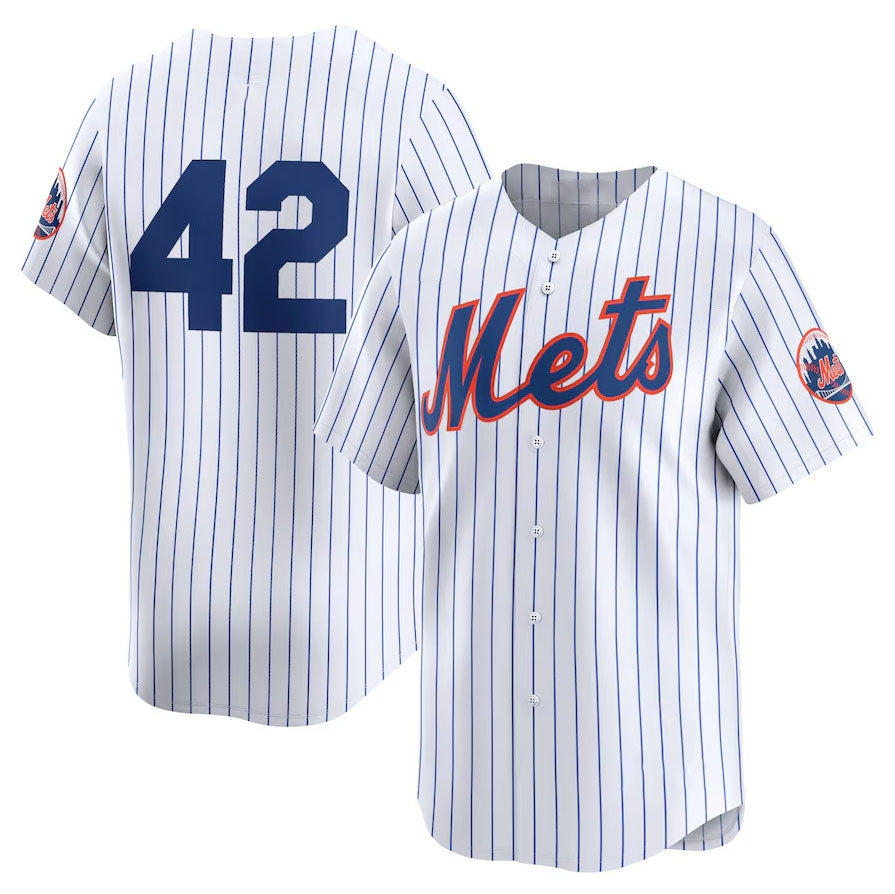New York Mets 2024 #42 Jackie Robinson Day Home Limited Jersey ¨C White Stitches Baseball Jerseys