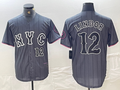 New York Mets #12 Francisco Lindor Number Grey 2024 City Connect Cool Base Stitched Baseball Jersey