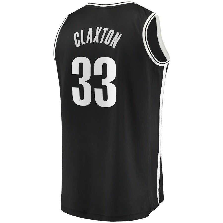 B.Nets #33 Nicolas Claxton Supporters Branded Fast Break Player Jersey Icon Edition Black Stitched American Basketball Jersey